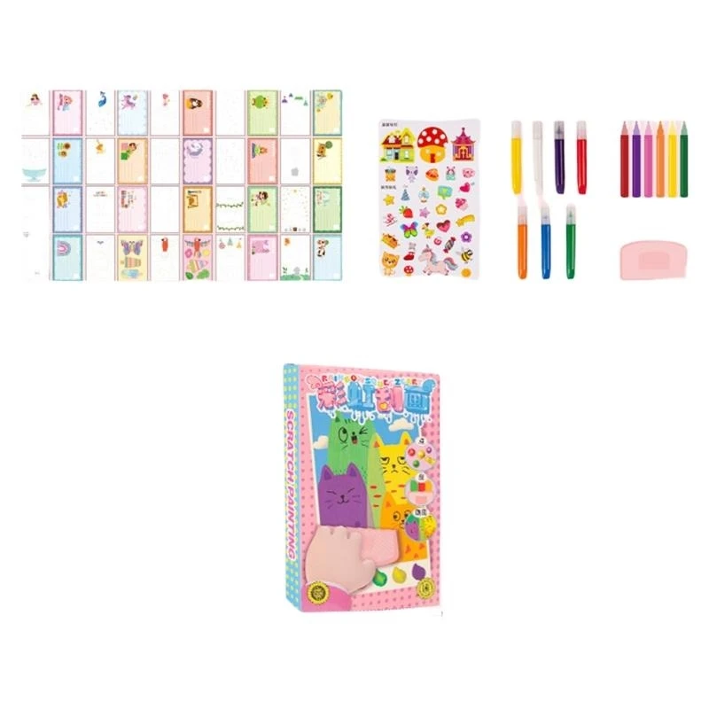 

J2HD Rainbow Scratching Painting Art Craft Kits for Home Wall Mounted Decors Education Craft Painting Kits Kids Birthday Gift