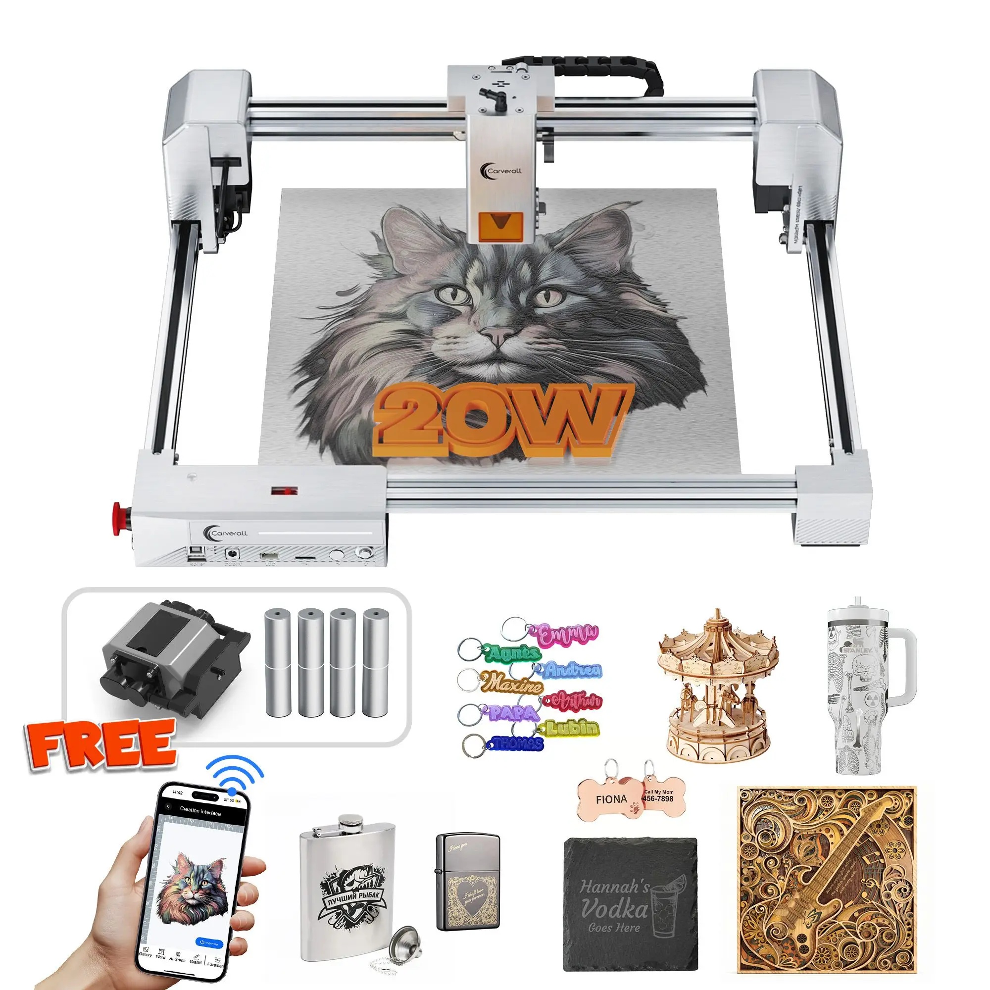 

Carverall JL9 20W Optical Power Laser Engraver and Cutter, Laser Engraving Machine with Air Assist Pump for for for Wood Acrylic
