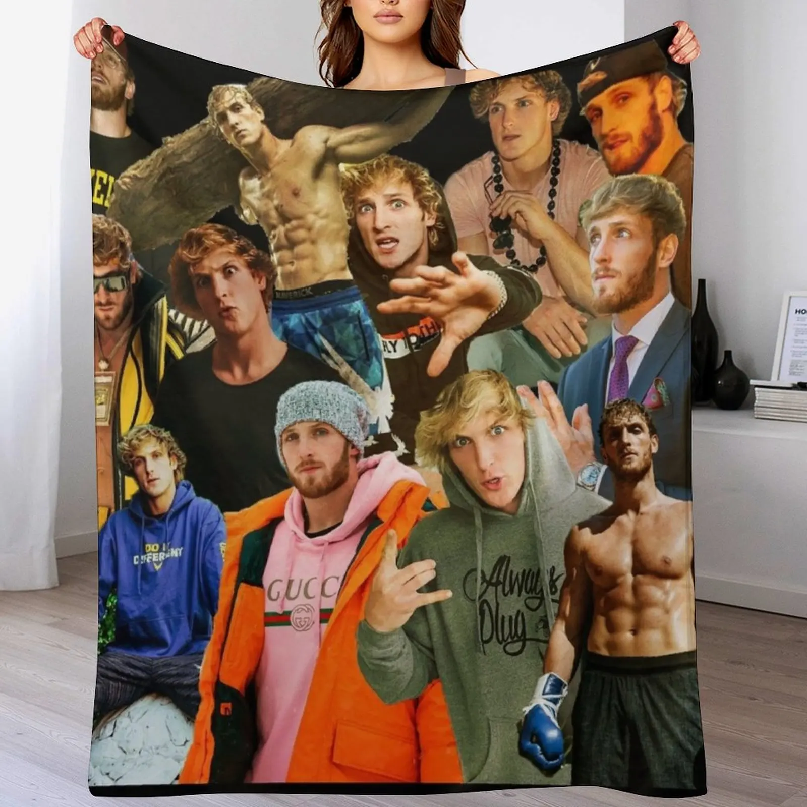 

Logan paul collage tribute design 2022 Throw Blanket Reusable Durable Soft Blanket for All Seasons
