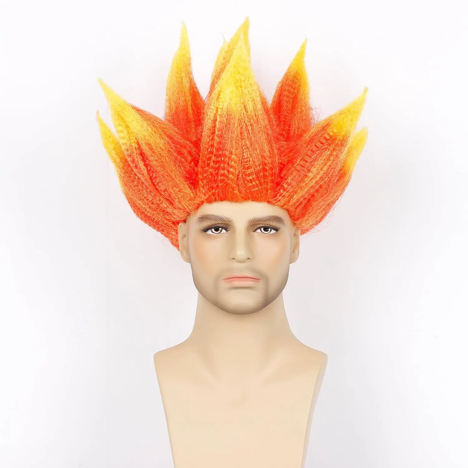 Men's Short Ombre Orange-Yellow Wig Hedgehog Hairstyle Wig Asura Flame Theme Wig Party Essential Eye-Catching synthetic Wig