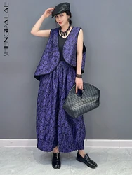 SHENGPALAE 2 Piece Set Chinese Style Sleeveless Asymmetric Vest Top Casual Loose Long Trousers Women's 2024 Spring Suit 5R1855