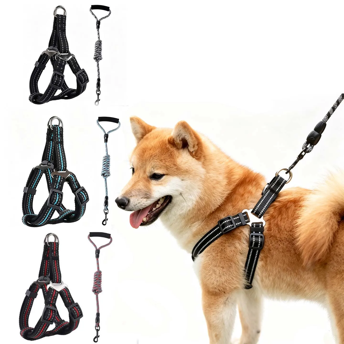 Tank top style dog chest and back traction rope set，Easy to put on & take off