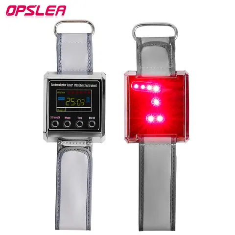 Diabetes relógio lllt laser terapia fisioterapia equipamentos 650nm 7 furos para rinite alta pressão arterial tratamento laser relógio