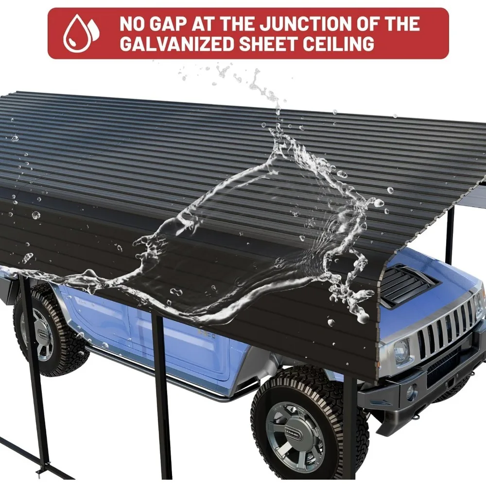 Metal Carport 10 X 15 FT with Heavy Duty Metal Frame & Galvanized Steel Roof, Metal Car Garage, Carport