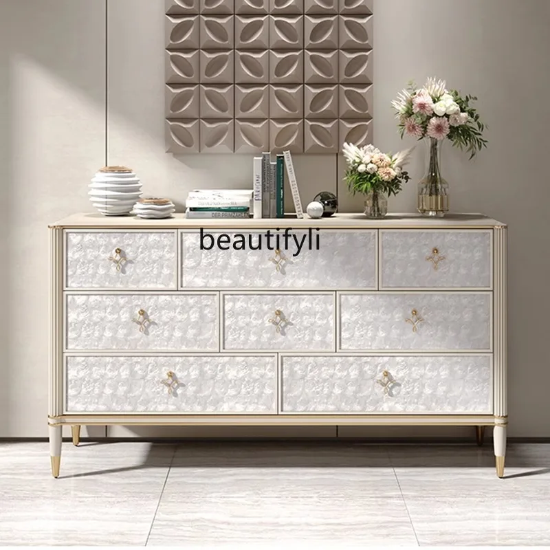 American Entrance Cabinet Modern Side Cabinet Solid Wood Storage Chest of Drawers Bedroom Drawer Storage Cabinet Furniture