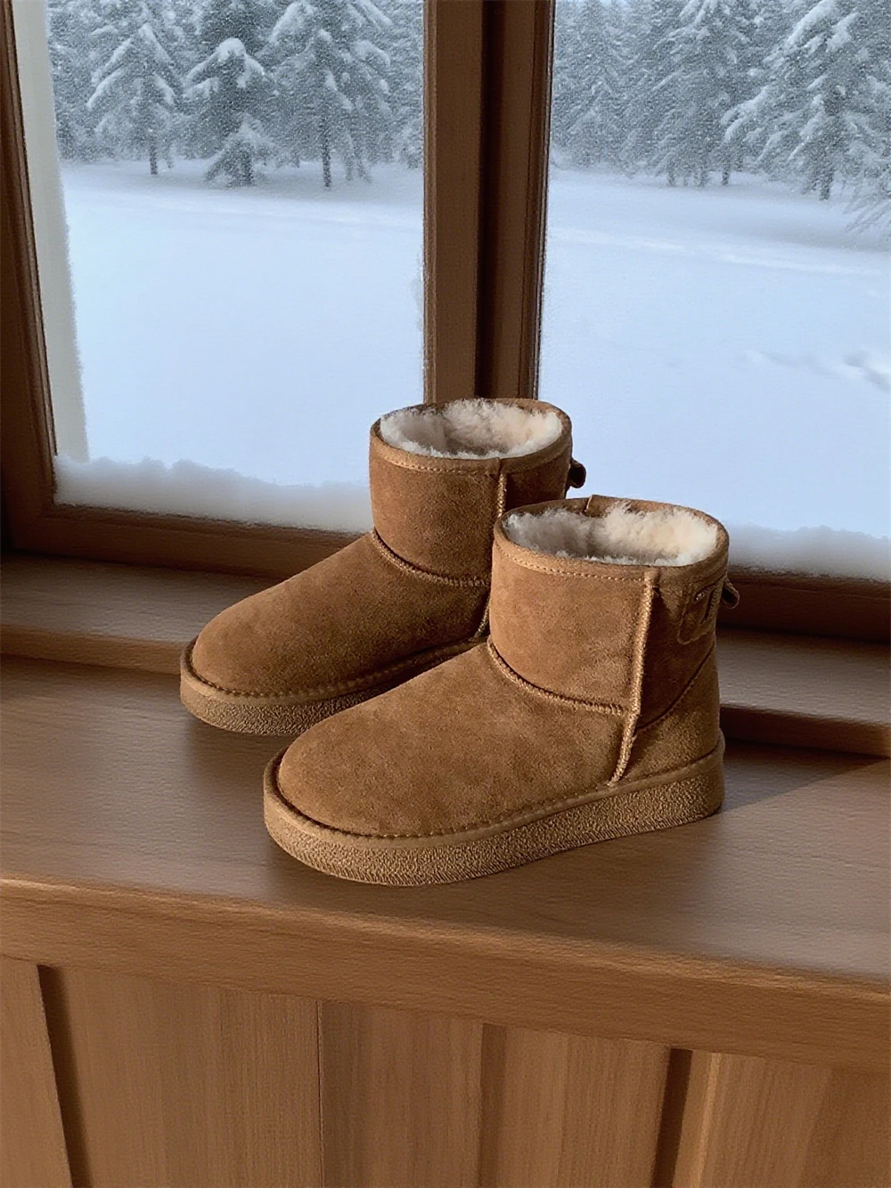 

Thiened True Cowhide Snow Boots Women's Fce Lined Warm Fur Inteated Cotton oes Winter Vintage Northeast Cotton Boots