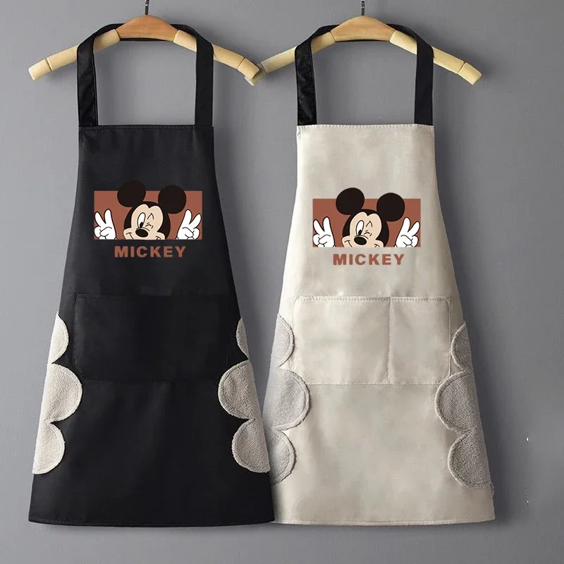 Disney Kawaii Mickey Cartoon Apron Kitchen Household Waterproof and Oilproof Overalls for Catering Hand-to-hand Workwear Gift