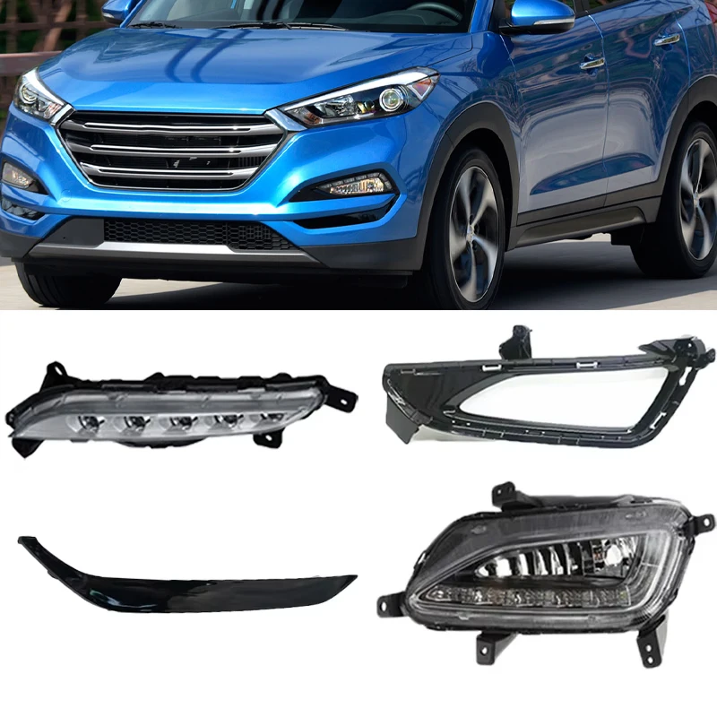 

For Hyundai Tucson 2015 2016 2017 2018 LED DRL Fog Lights Assembly Car Front Bumper Daytime Running Light Fog Fog Light Cover