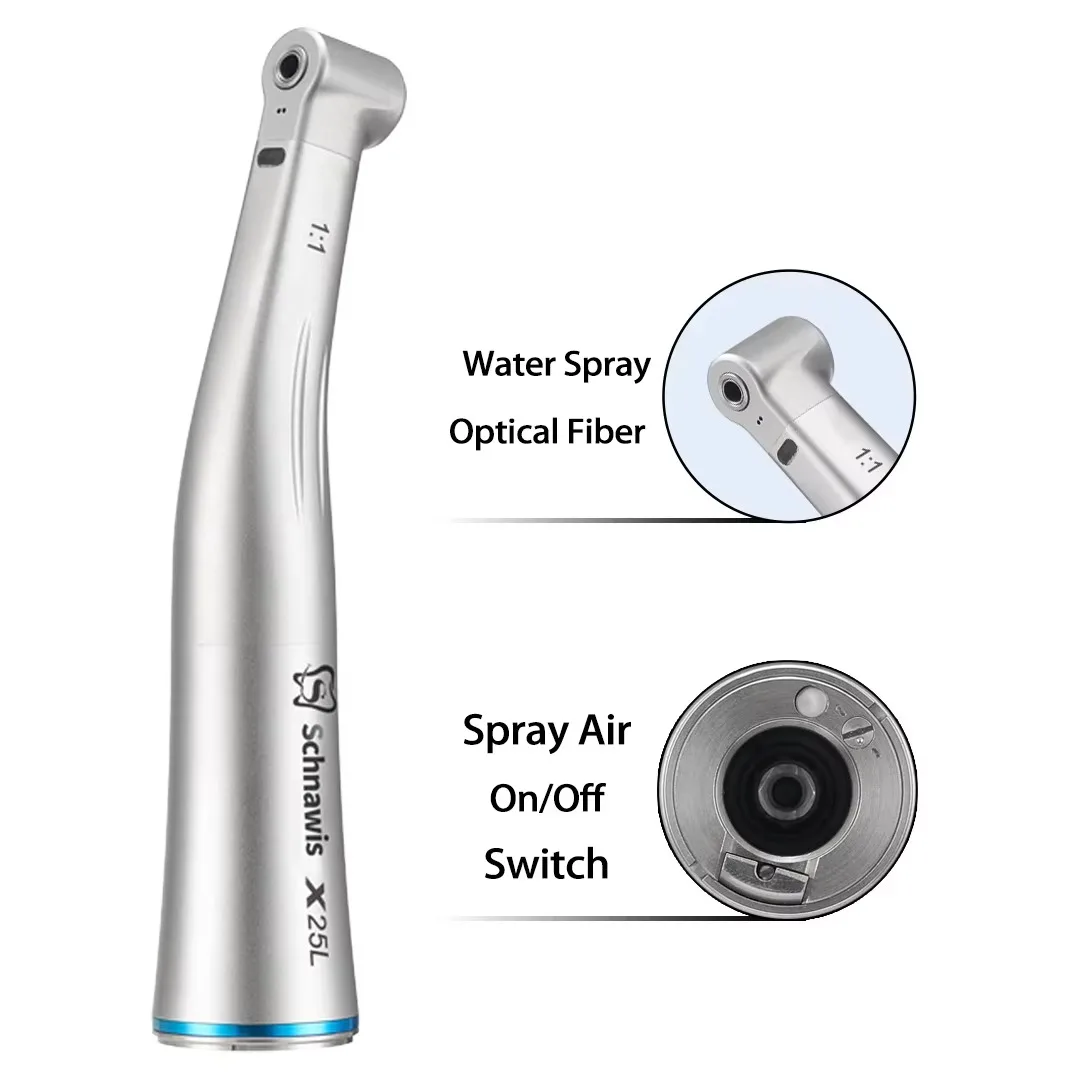 X25L Dental 1:1 Direct Drive Speed Fiber Optic Spray Air On/Off Switch  Z25L Dentistry Low Speed Handpiece Fit E Type Motor