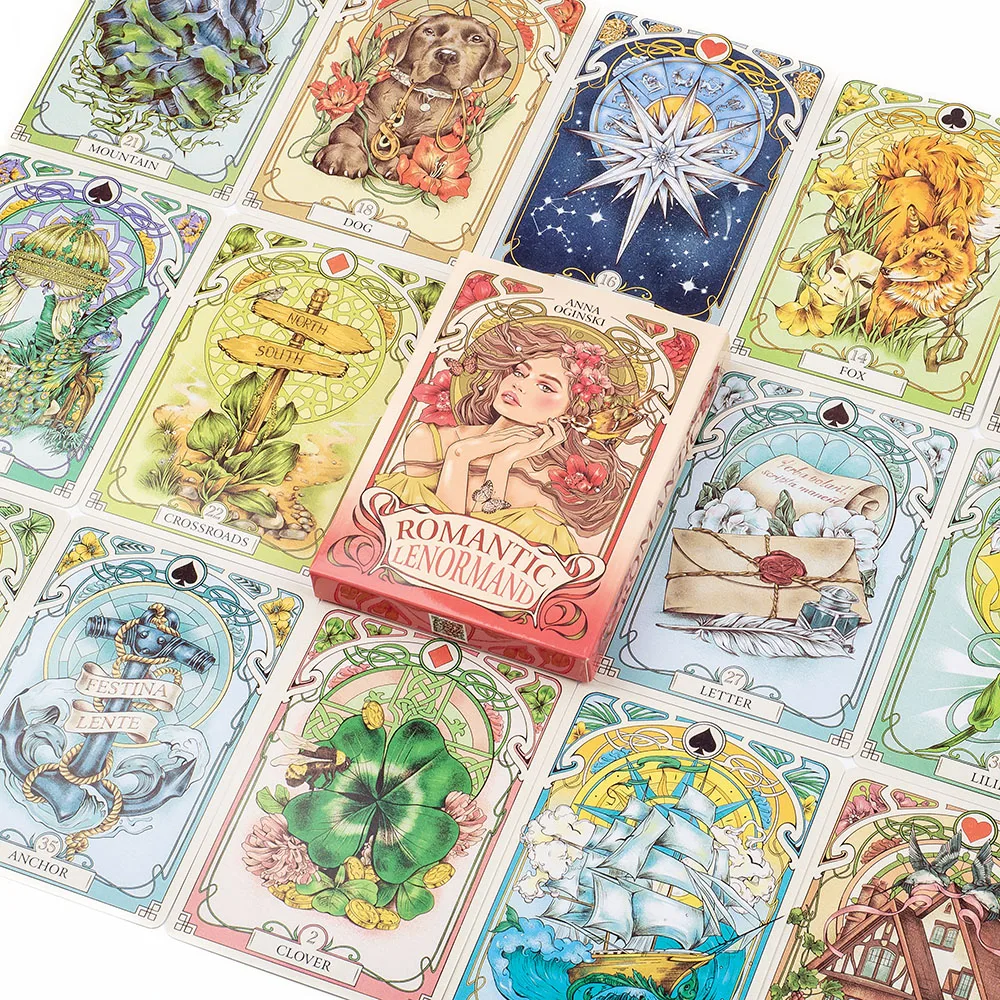 37 sztuk kart Romatic Lenormand Tarot Deck pełna angielska wersja pokład wyroczni dla dziewczynki gry planszowe 10.2*7.2Cm