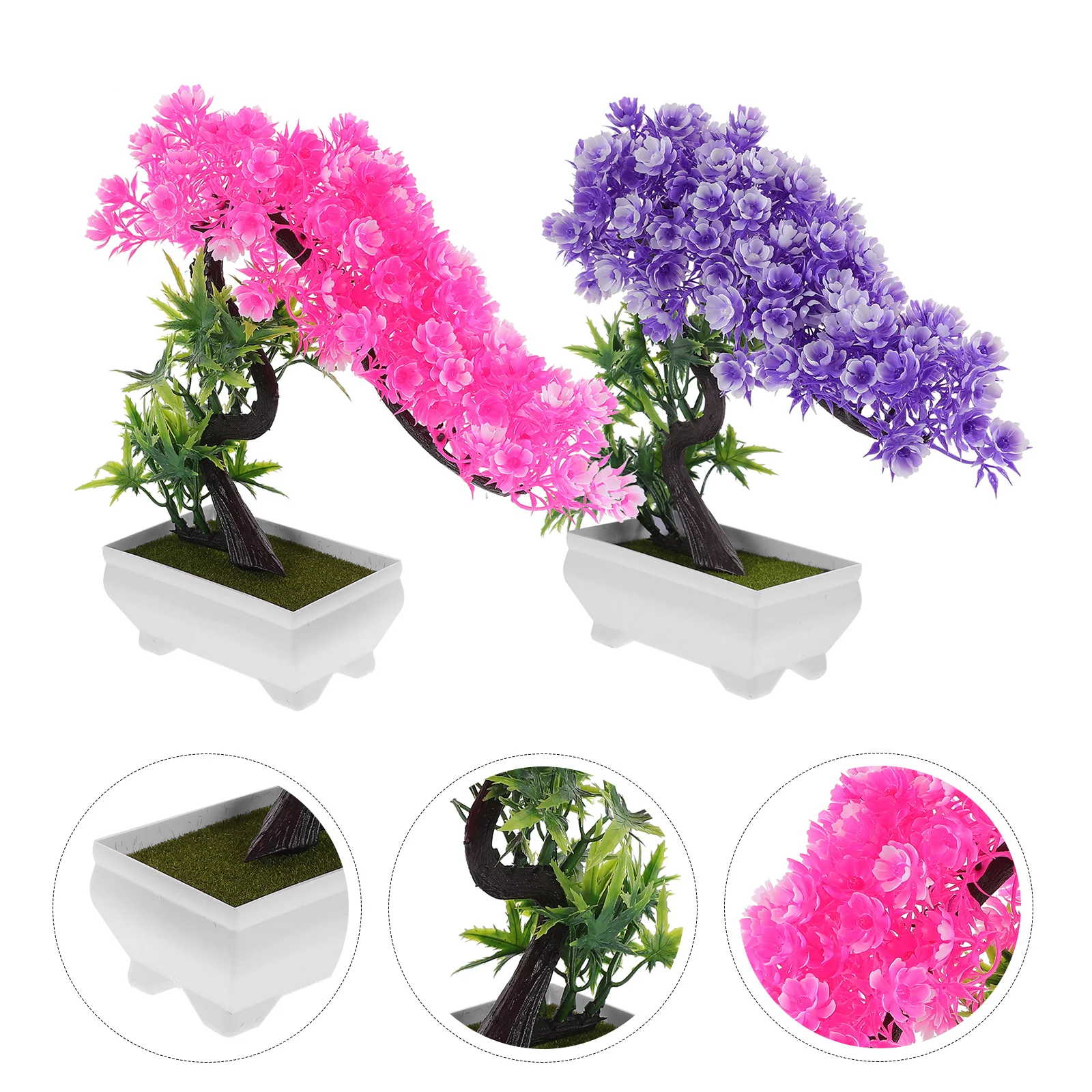 

2pcs Potted Plant Bonsai Lifelike Plastic Wear-Resistant No Lifelike Small Bonsai Water Needed Indoor Decor Fake Plants