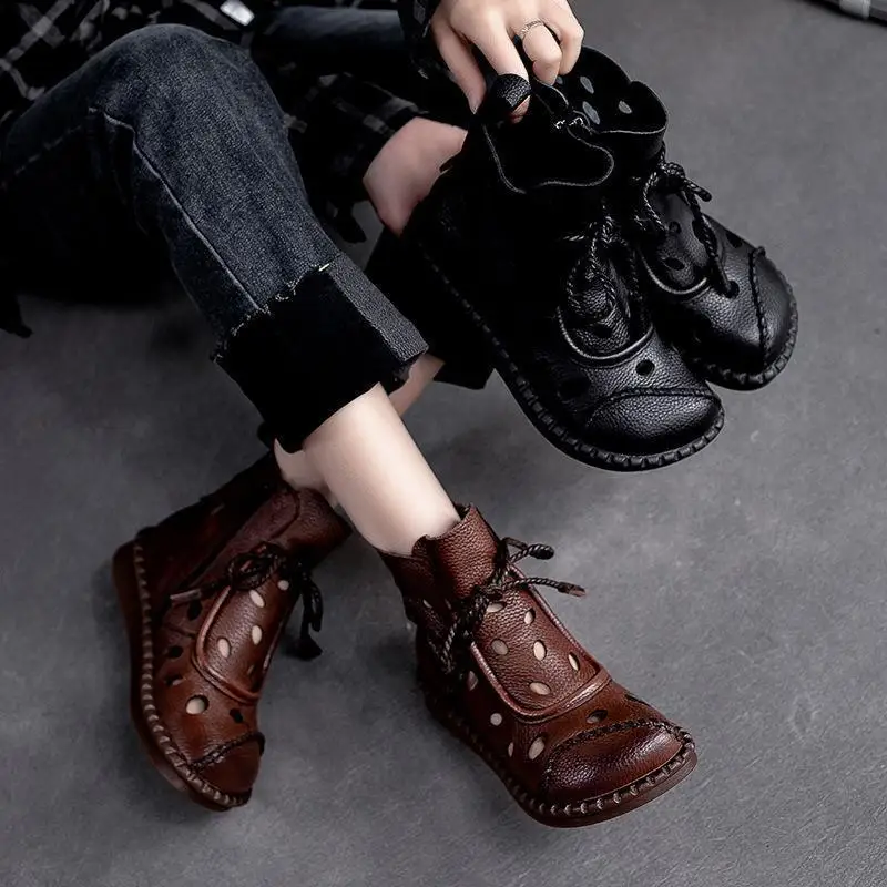 

2025 hot seller Summer New Hollow High Top Sandals for Women, Retro Shoes with Soft Bottom and Soft Face, Mom's Women's Sandals