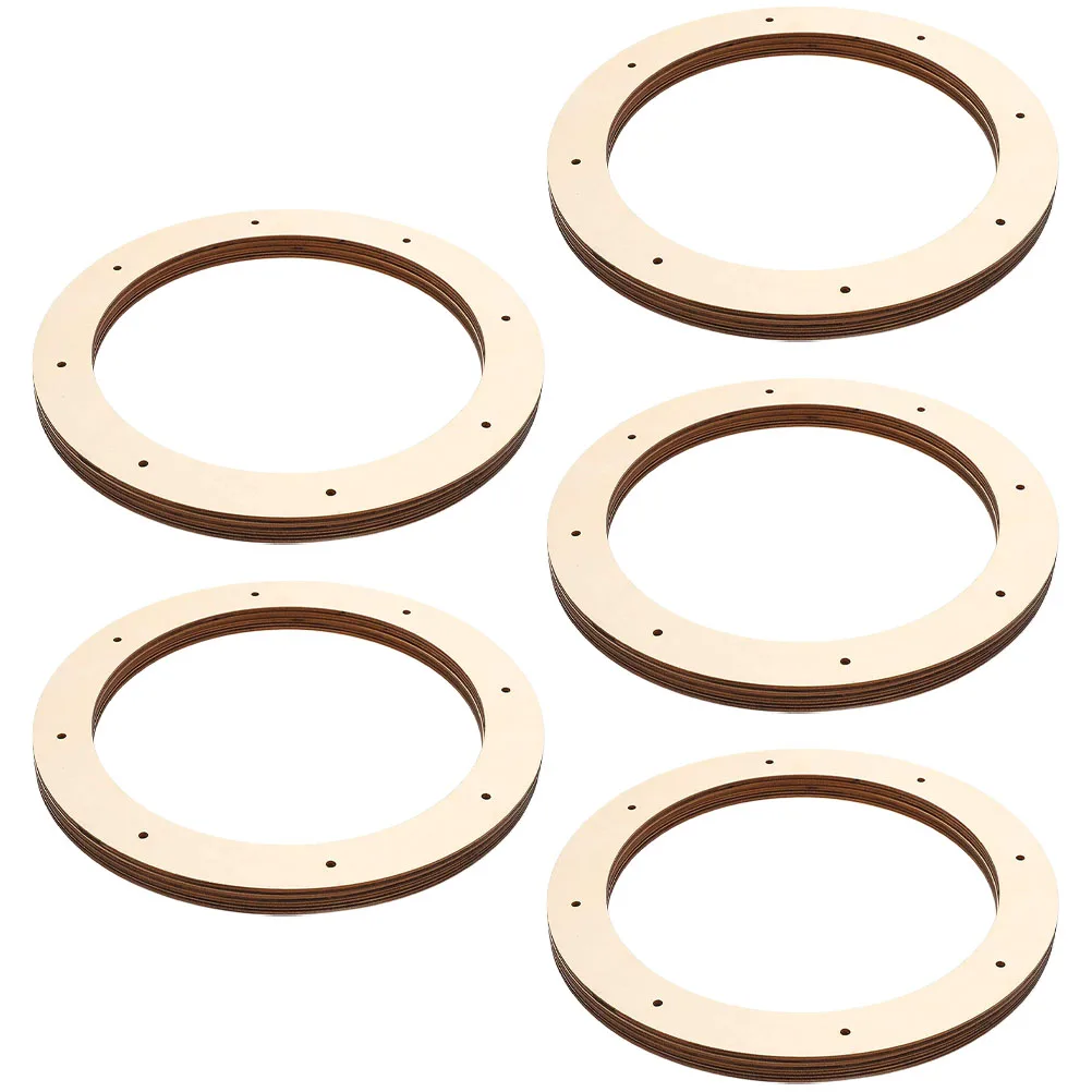 

5 Pcs Christmas Wreath Board Sturdy Wood Material DIY Craft Projects Circle Backdrop Simple Creation Ring Frames Wooden
