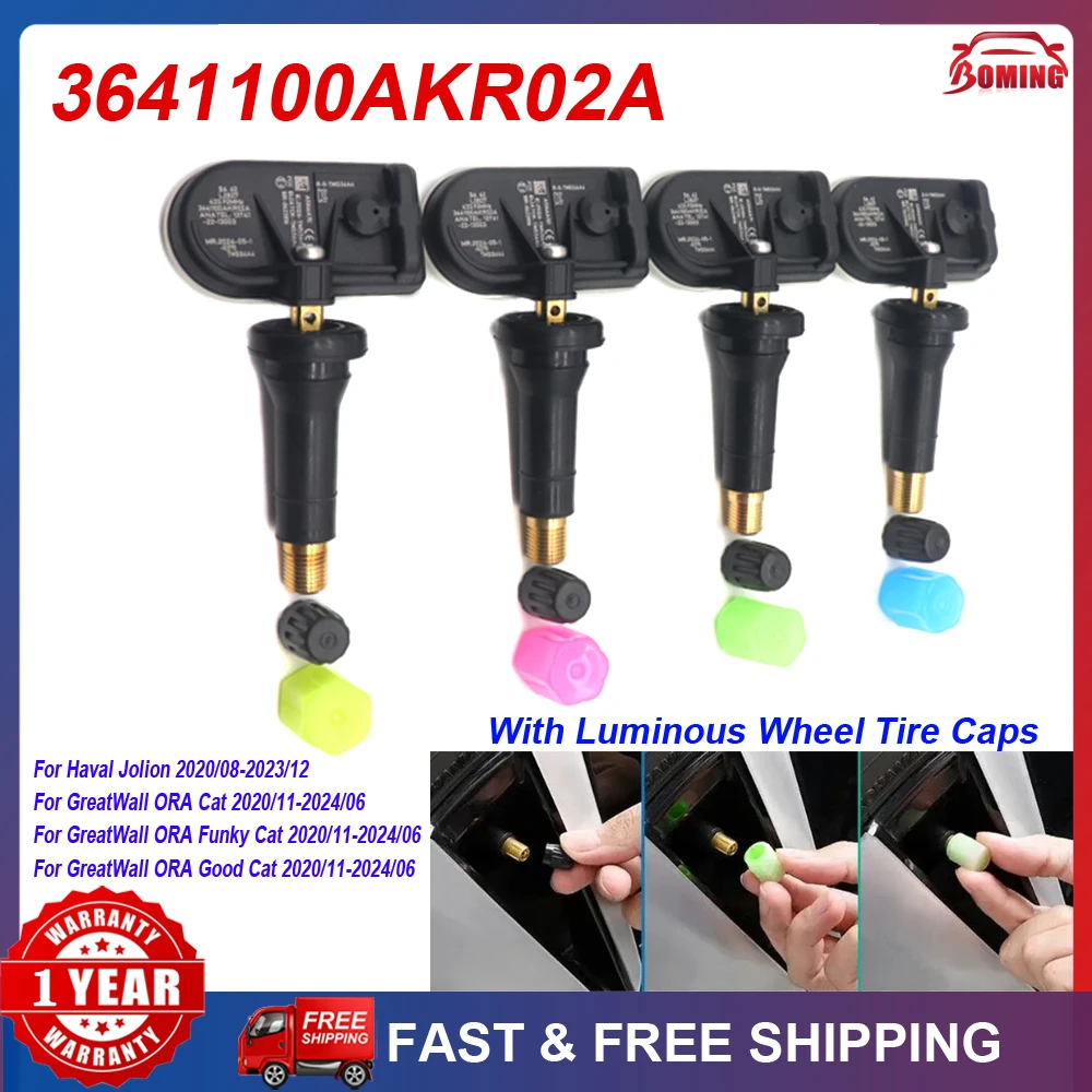 

New 4PCS TPMS 433MHz Car Tire Pressure Monitor Sensor 3641100AKR02A For Haval Jolion Pro Ora Funky Cat 2020-25 3641100-AKR02A