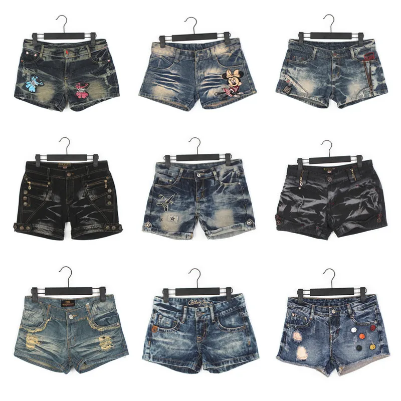

Vintage Y2K Hot Girl Sexy orties Low Waist Punk Skull Millennium Denim orts Non-Conformist L Ladies Jeans Spring Autumn