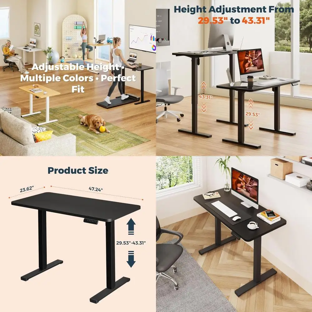 

Adjustable Height Electric Standing Desk, 47 x 24 Compact Desk for Home Office, Black