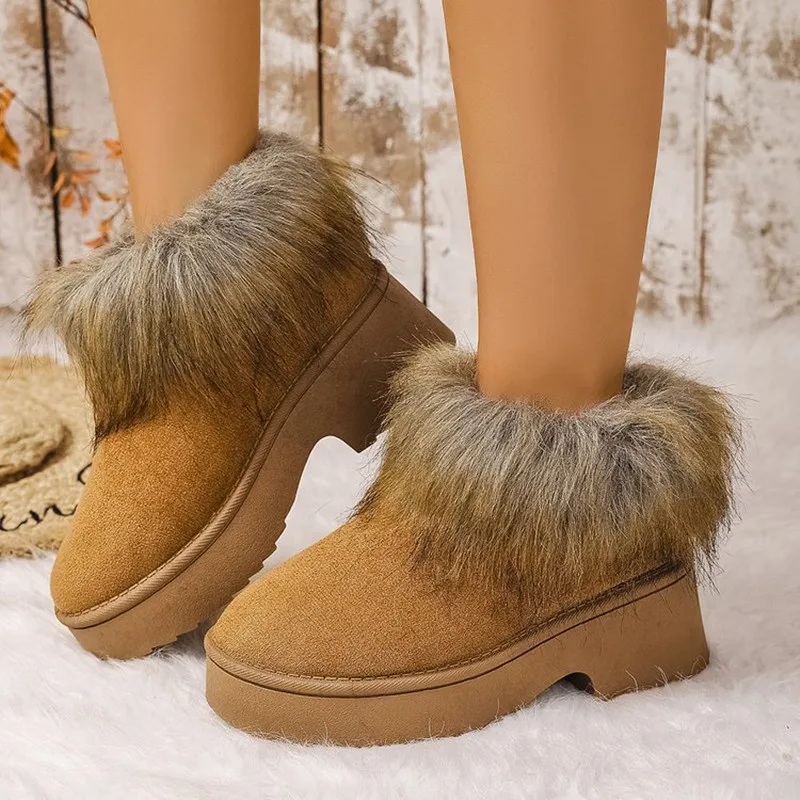 

Брендовая женская обувь 2025 года, женские ботинки без шнуровки, модные повседневные ботинки с перевернутым краем, женские зимние короткие плюшевые однотонные зимние ботинки