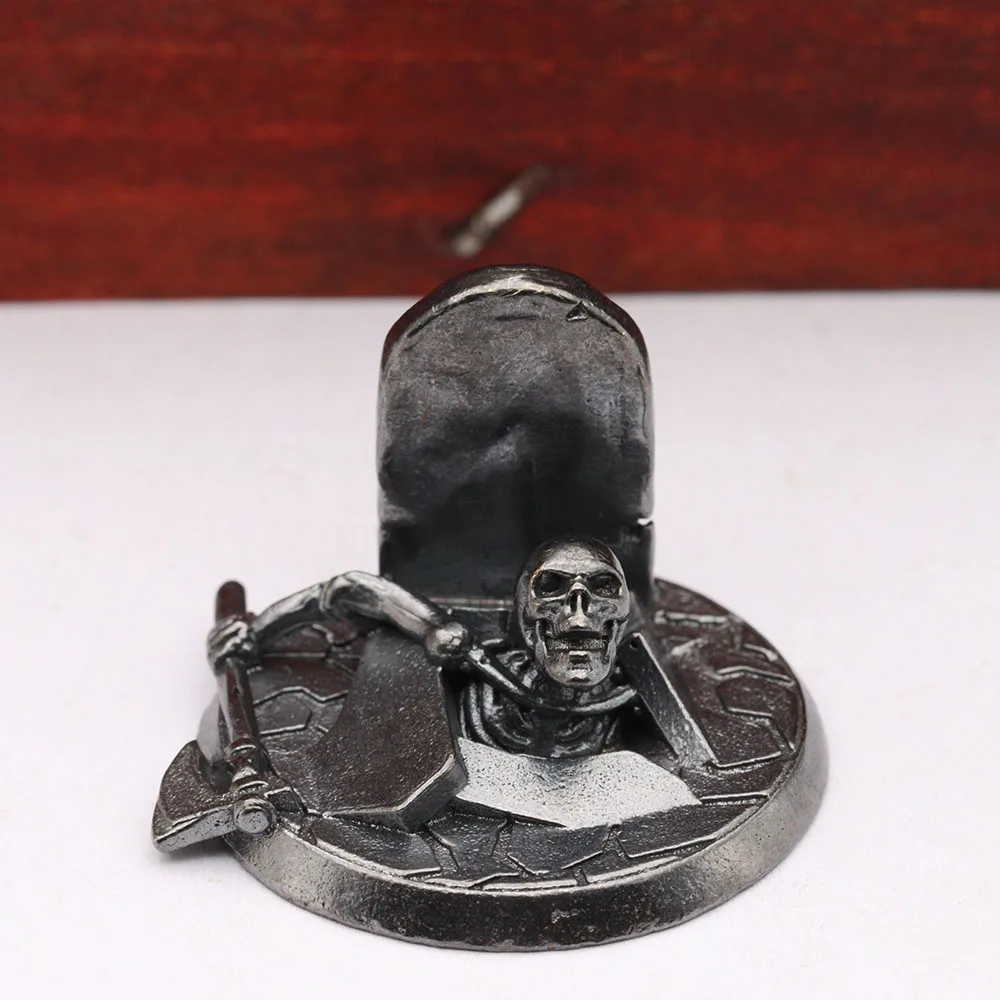 Black Brass Grave Skeleton Small Statue Vintage Miniatures Figurines Desktop Decorations Crafts Home Decors Ornaments Sculptures