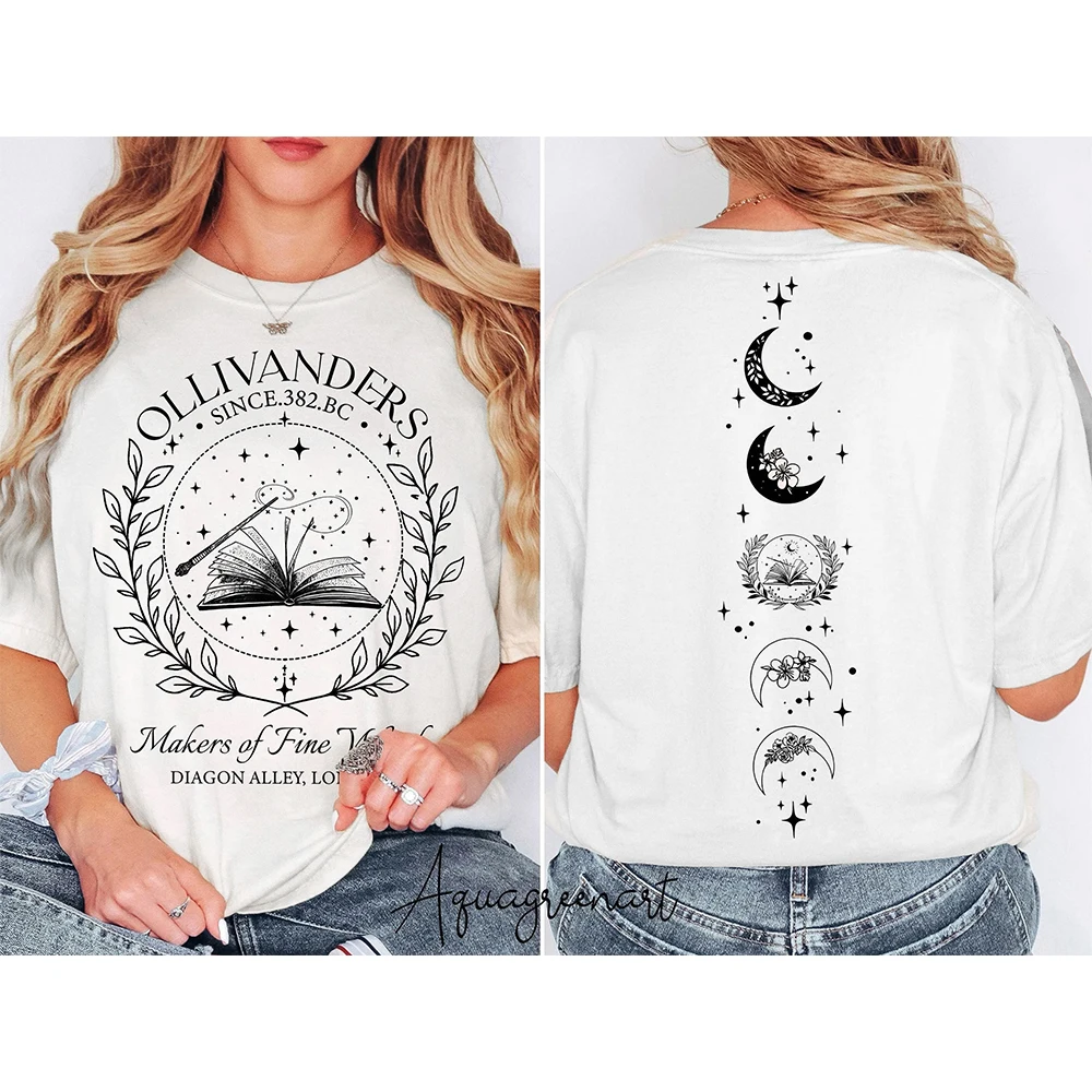 ヴィンテージ オリヴァンダーズ ワンド ショップ ウィザード HP コンフォート ユニセックス シャツ ユニバーサル マジック コットン 半袖 ウォッシュド シャツ Y2K ストリートウェア