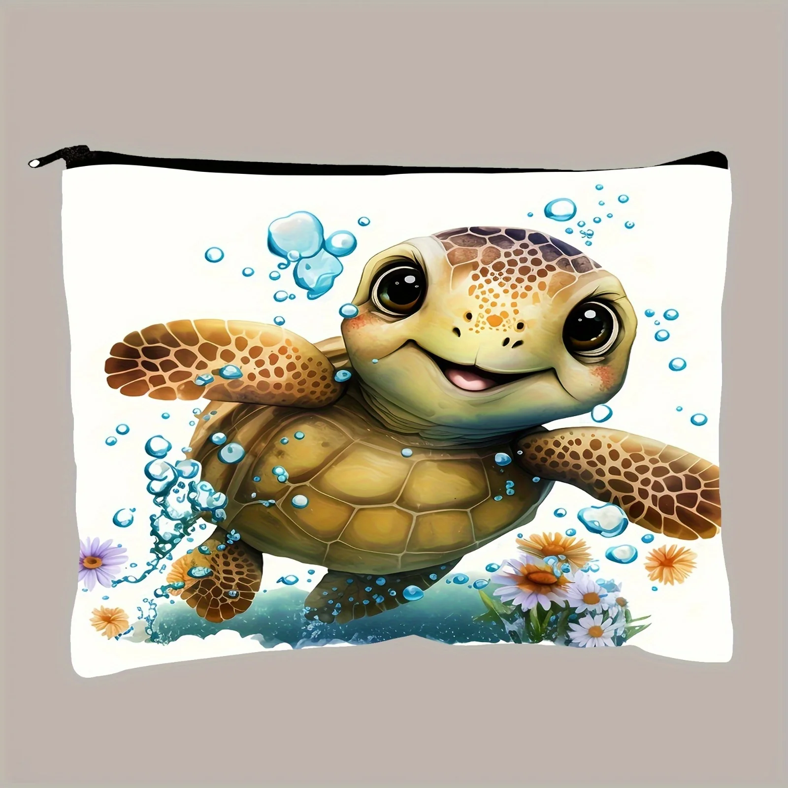 حقيبة مستحضرات التجميل بنمط السلحفاة البحرية مناسبة للسفر، حقائب إكسسوارات أساسيات السفر، حقائب أدوات الزينة المحمولة للبالغين، للجنسين،