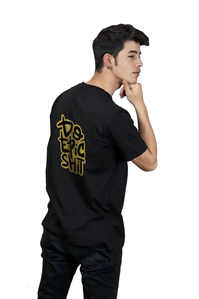 Do Epic Shit! Backpack Printed Men 'S Black Slim Fit Regular T-shirt