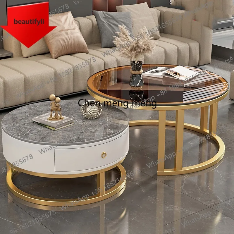 

A46 Modern Nordic Coffee Table Aesthetic Elegant Design Glam Side Table Space Saving Vintage Folding Table Living Room Furniture