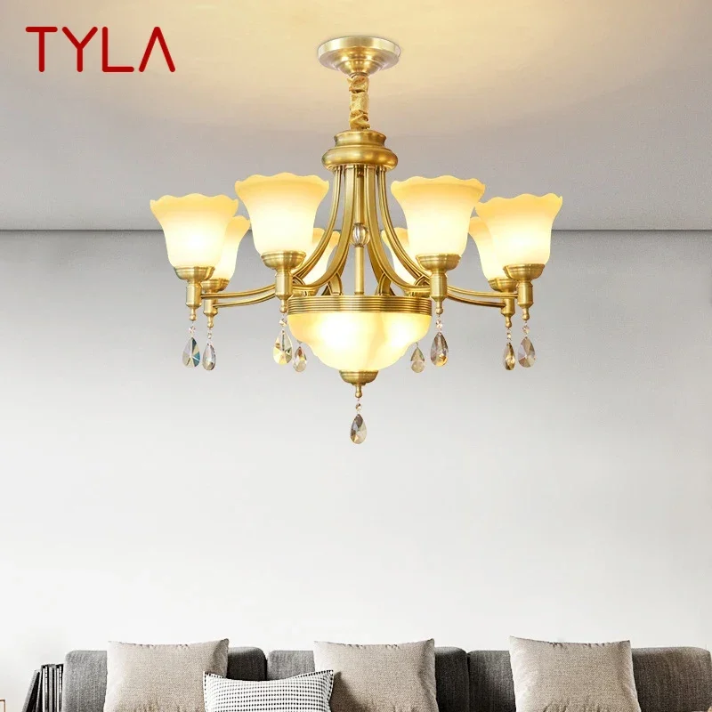 

TYLA American Brass Pendent Lamp Luxurious Living Room Restaurant Bedroom Retro Hotel Villa Chandelier