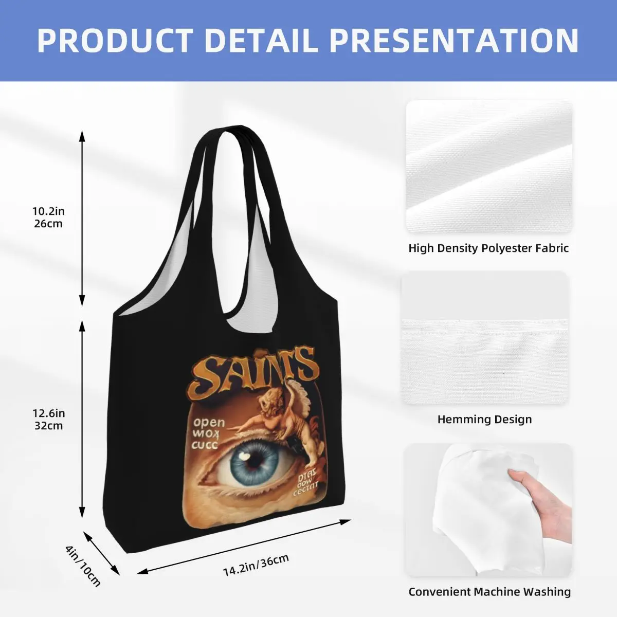Saints Large Capacity Canvas Tote Bag Single Shoulder Work Commute Bag For Women Eco-Friendly Shopping Bag