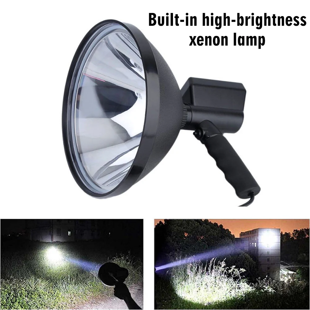 9 inch 100W Car work light Outdoor Handheld Hunting Lamps Searchlight for Camping fishing Motorcycle Waterproof black Night