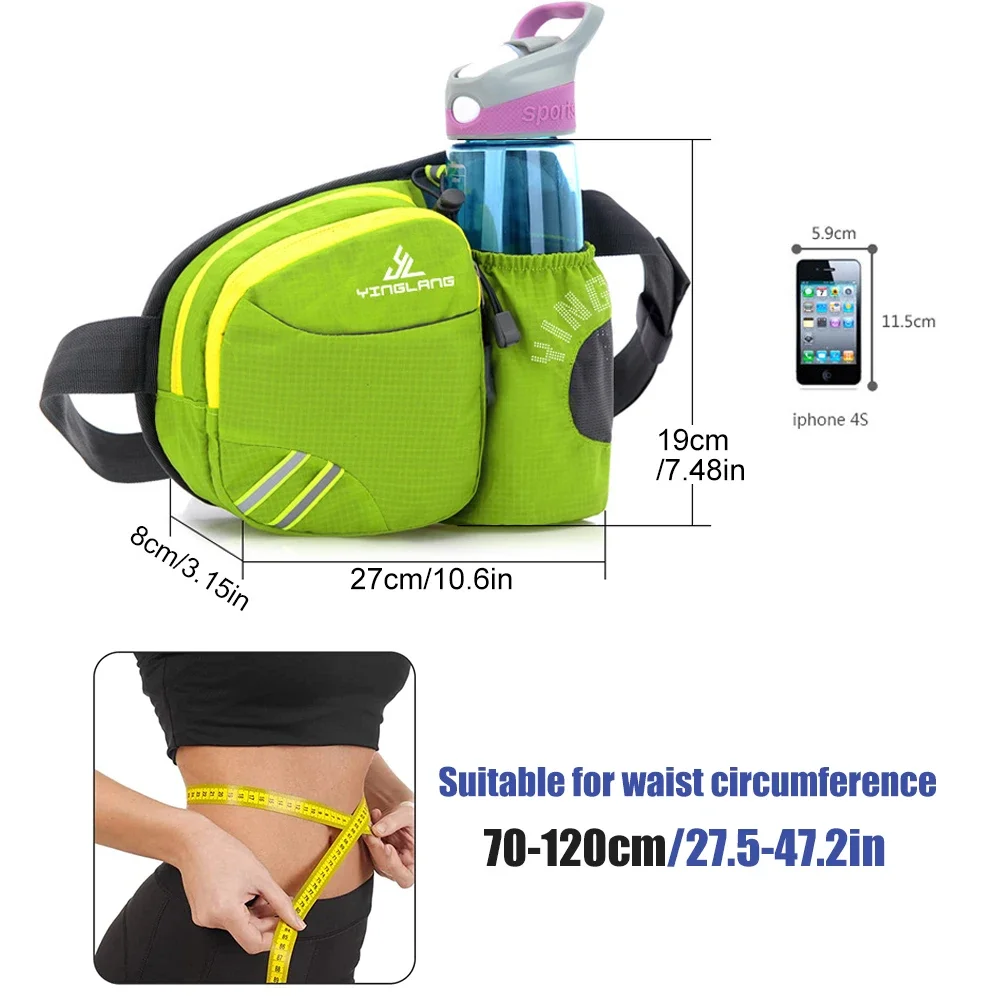 1Pcs Fanny Pack Waterproof Waist Bag Pack Men Women Hip Bum Bag With Water Bottle Holder Adjustable Strap Suitable For Outdoors