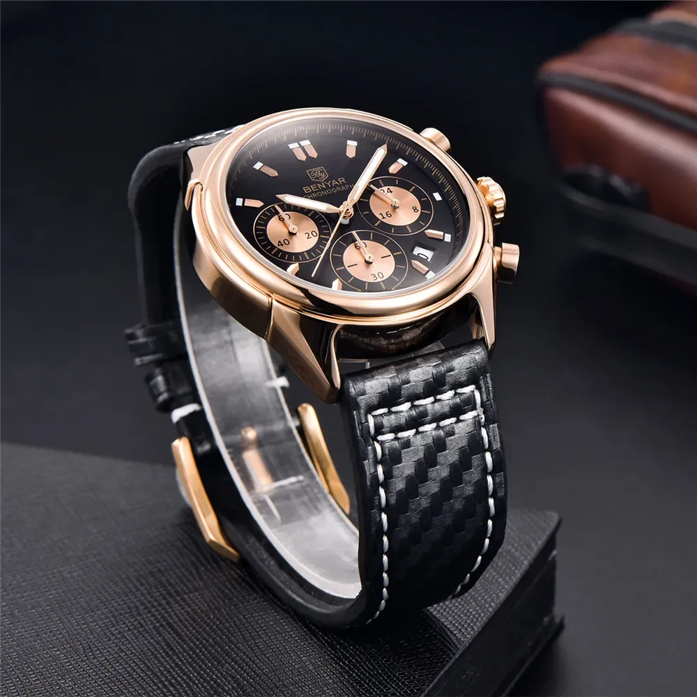 BENYAR 2024 New Watches Men Luxury Brand Chronograph Male Sport Watches Waterproof Stainless Steel Quartz Watch Relojes Hombre