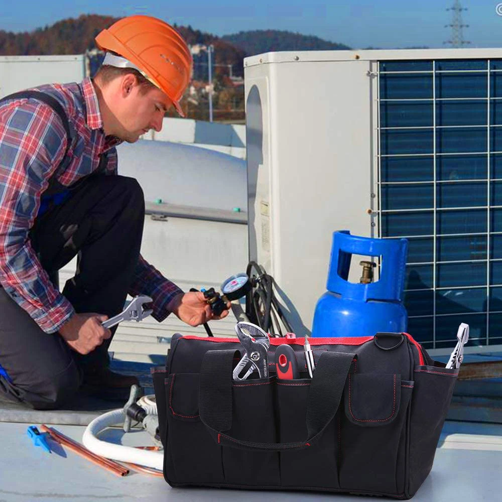 Tool Bag 16-inch Tool Storage Kit 7 Pockets Electrical Kit with Adjustable Shoulder Strap