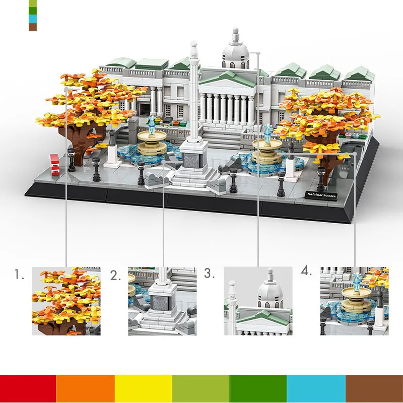 Moderne Kulturarchitektur Britisches London Trafalgar Square Baustein-Konstruktionsmodell Lernspielzeug für Geschenke – Detail 3