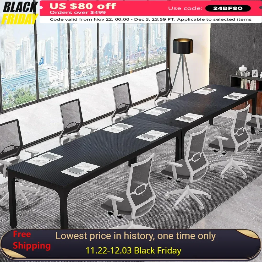 78.74-Inch Conference Table Set of 2, 13FT Conference Room Table, Large Rectangle Meeting Seminar Table Set for 10-14 Person,