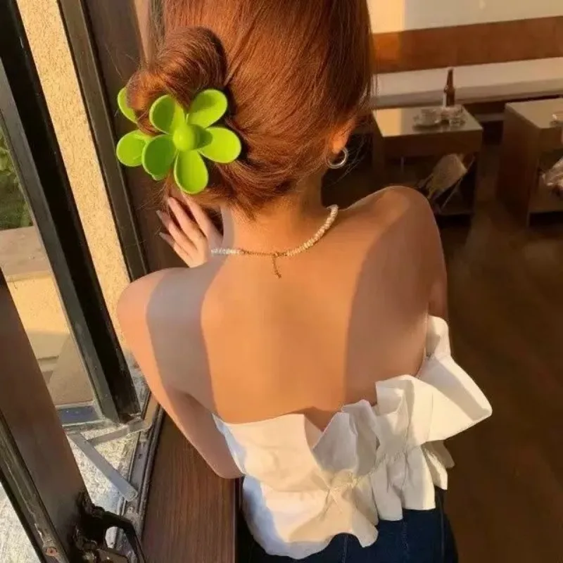 New Flower Hair Clips for Women Colorful Hair Claw Ponytail Clips Hairs Holder Fashion Barrette Girls Headwear Hair Accessories