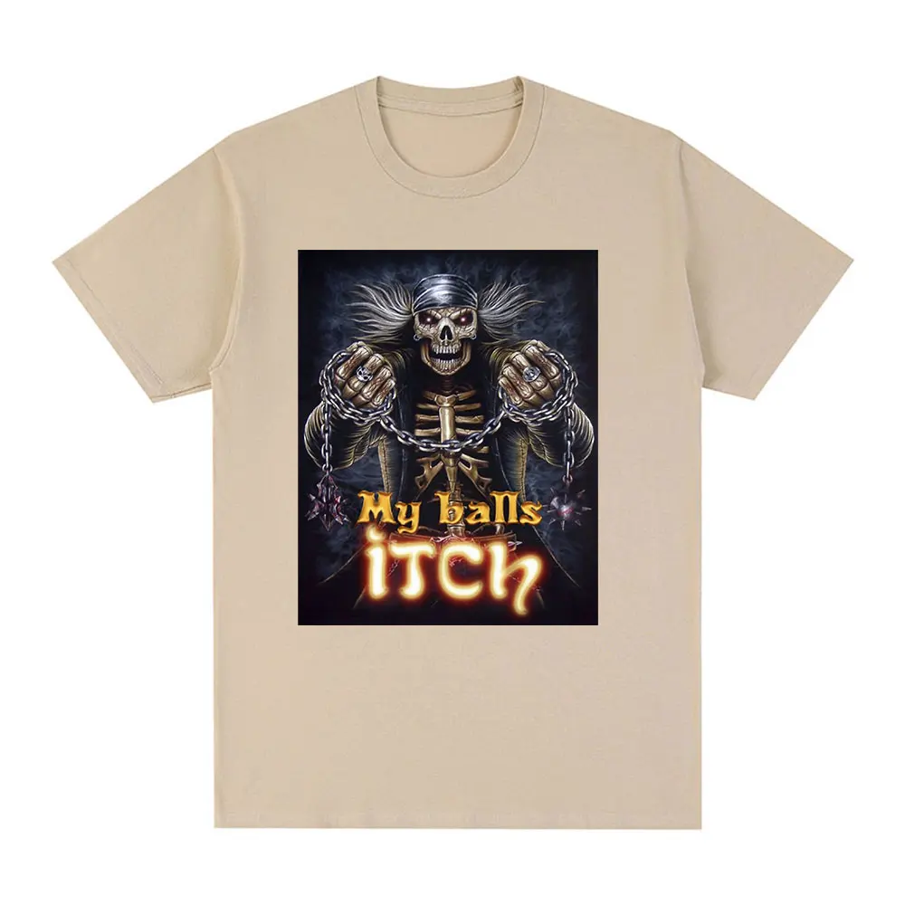 Trucker Skull Wrecking Balls Itch T-Shirt Hard Skeleton Graphic Short Sleeve T-shirts Cotton Casual Oversized T Shirt Streetwear