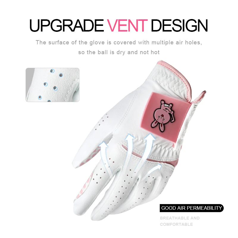 Singelila South Korea Japan Golf Gloves Women\'s Superfiber Cloth Wear-resistant PU Cute Cartoon Sports Non-slip Breathable