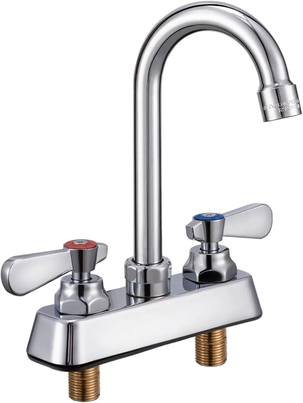 

Leak-Free Commercial Sink Faucet 4 Inch Center 2 Hole, Gooseneck Deck Mount for Handwash and Utility Sinks
