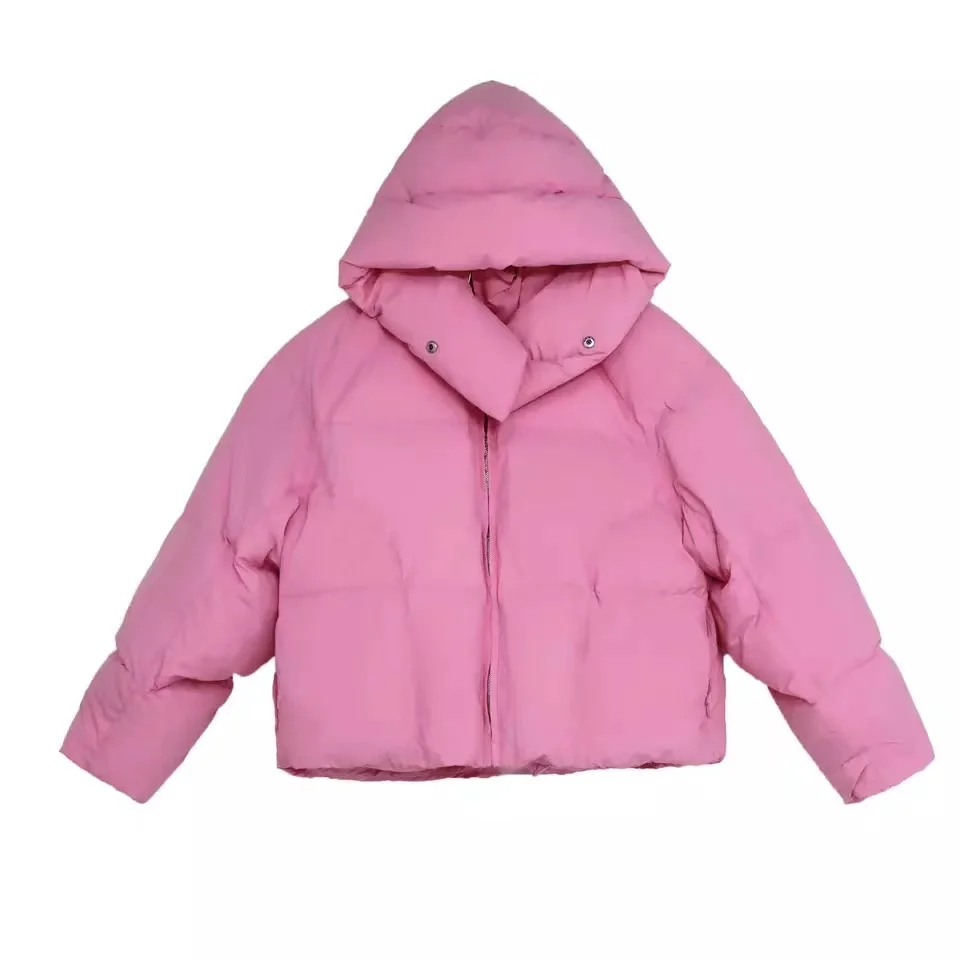 2022 winter new Korean style fluffy hooded bread down jacket women thick loose short jacket