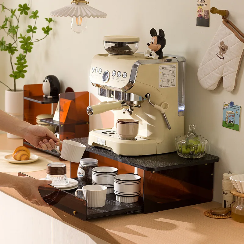 Desktop capsule coffee machine Raising rack Side cabinet Water cup storage rack Bar coffee utensils Mug rack