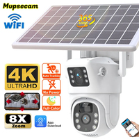 4K 8MP WiFi Solar Camera Dual Lens Dual Screens PTZ Video Cameras Security Protection PIR Human Detection CCTV Surveillance Cam