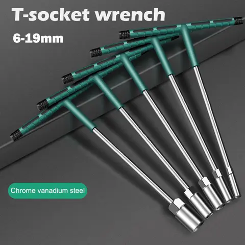 6-19mm T Socket Torque Wrench Rubber Handle Hex Key Mechanics's Driver Repair Socket Set Car Mechanical Workshop Tool Hand Tools