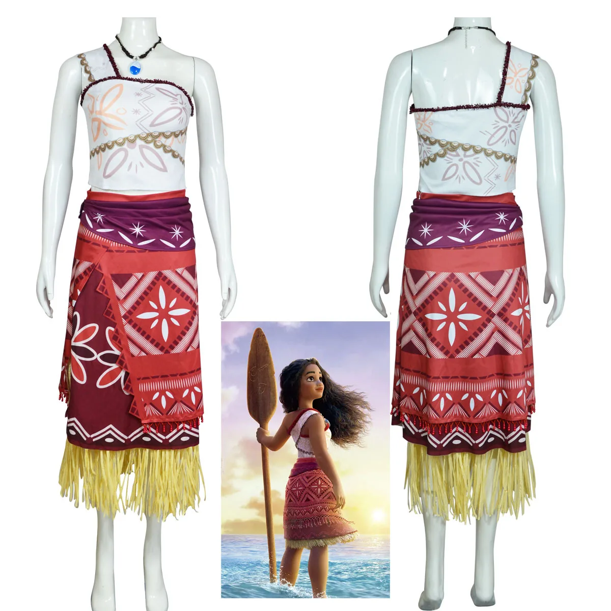 

Костюм Моаны для косплея из фильма для девочек, костюм для взрослых, женщин и девочек, наряды в стиле океана на Хэллоуин, карнавал, косплей, одежда по индивидуальному заказу
