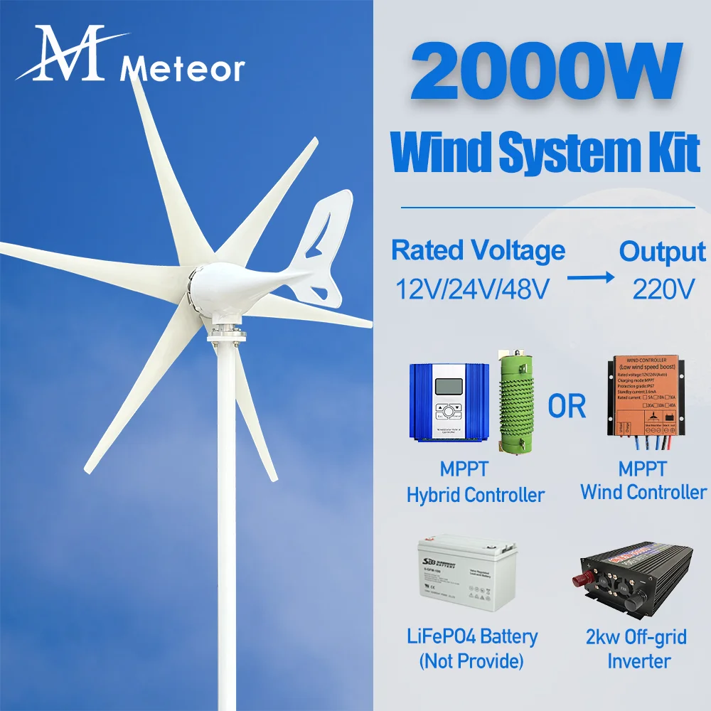 gerador eletrico de turbina eolica kit completo do sistema de alimentacao eletrodomestico 2000w 12v 24v 48v saida 220v 230v 240v 01