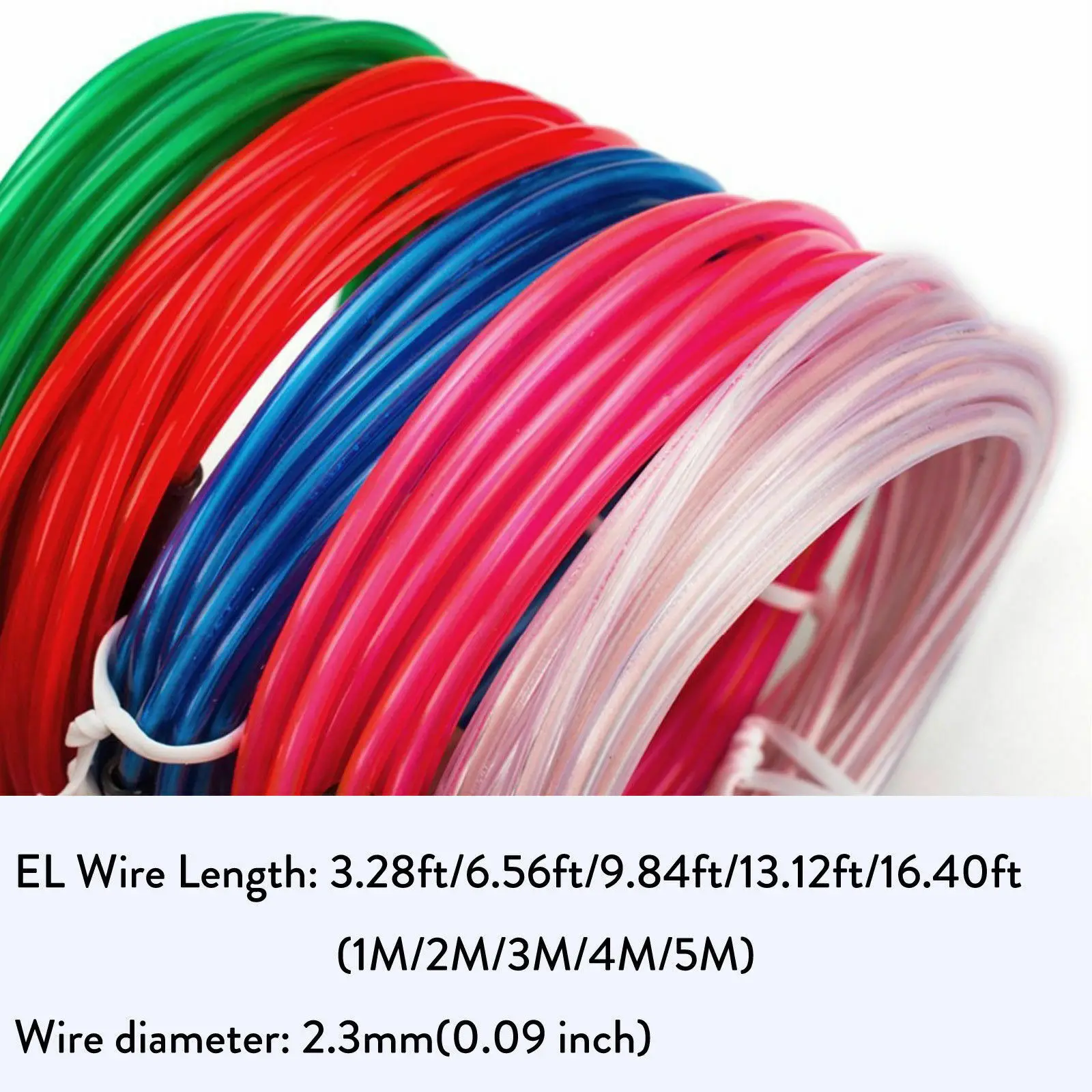 EL Wire 5m 4m 3m 2m 1m LED Strip Flexible Neon 5V 3V 12V Waterproof Rope For DIY Car Party Room Clothing Home Decoration