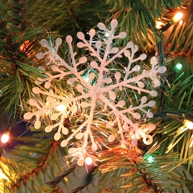 Christmas Snowflakes Plastic Brushed Ornaments Snowflake Tree Hanging Decorations Winter Party Holiday Home Decoration Supplies