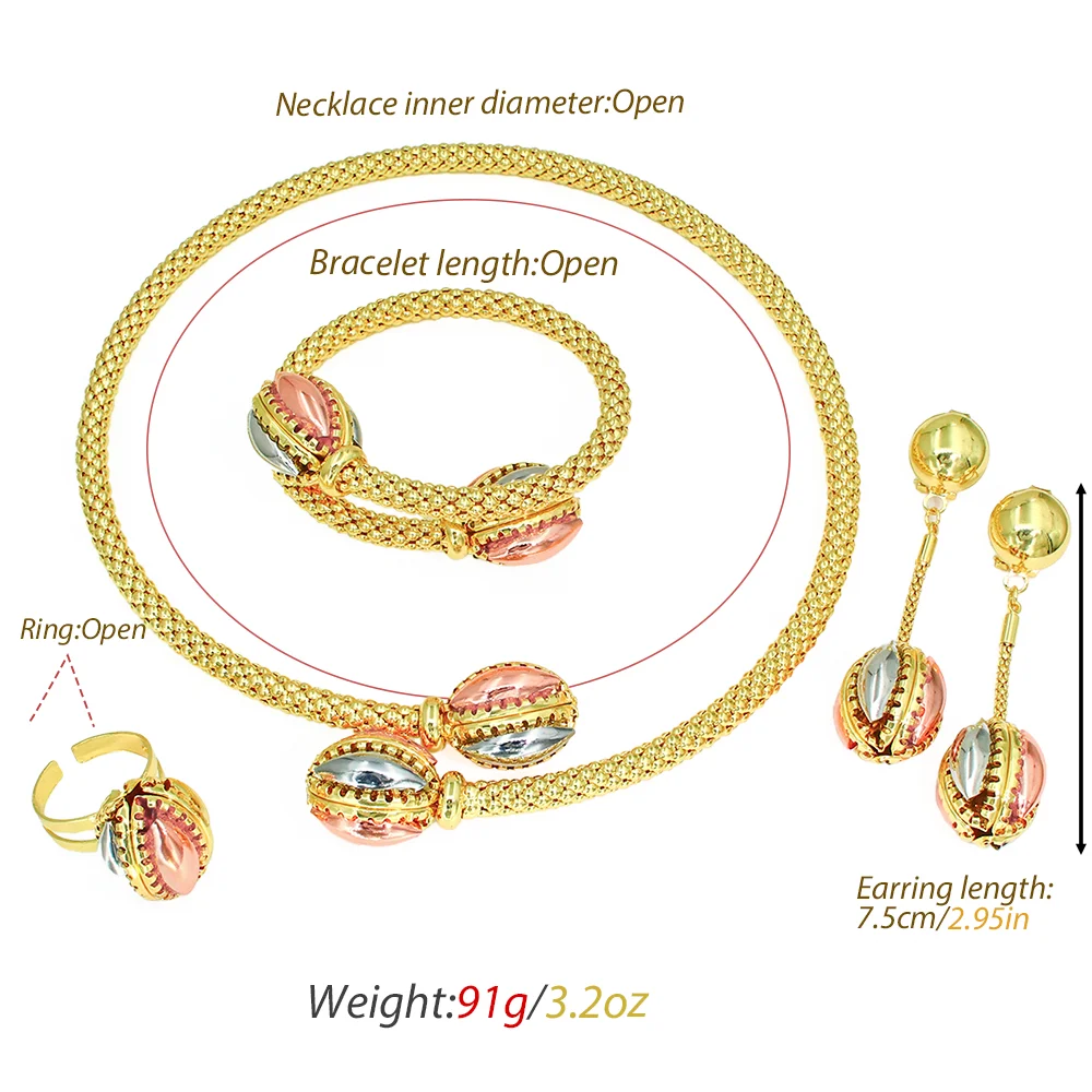 GZJPEI Dubai Tricolor Jewelry Set For Dubai African Bridal Wedding Jewelry For Women Mother's Birthday Gifts 2026 New