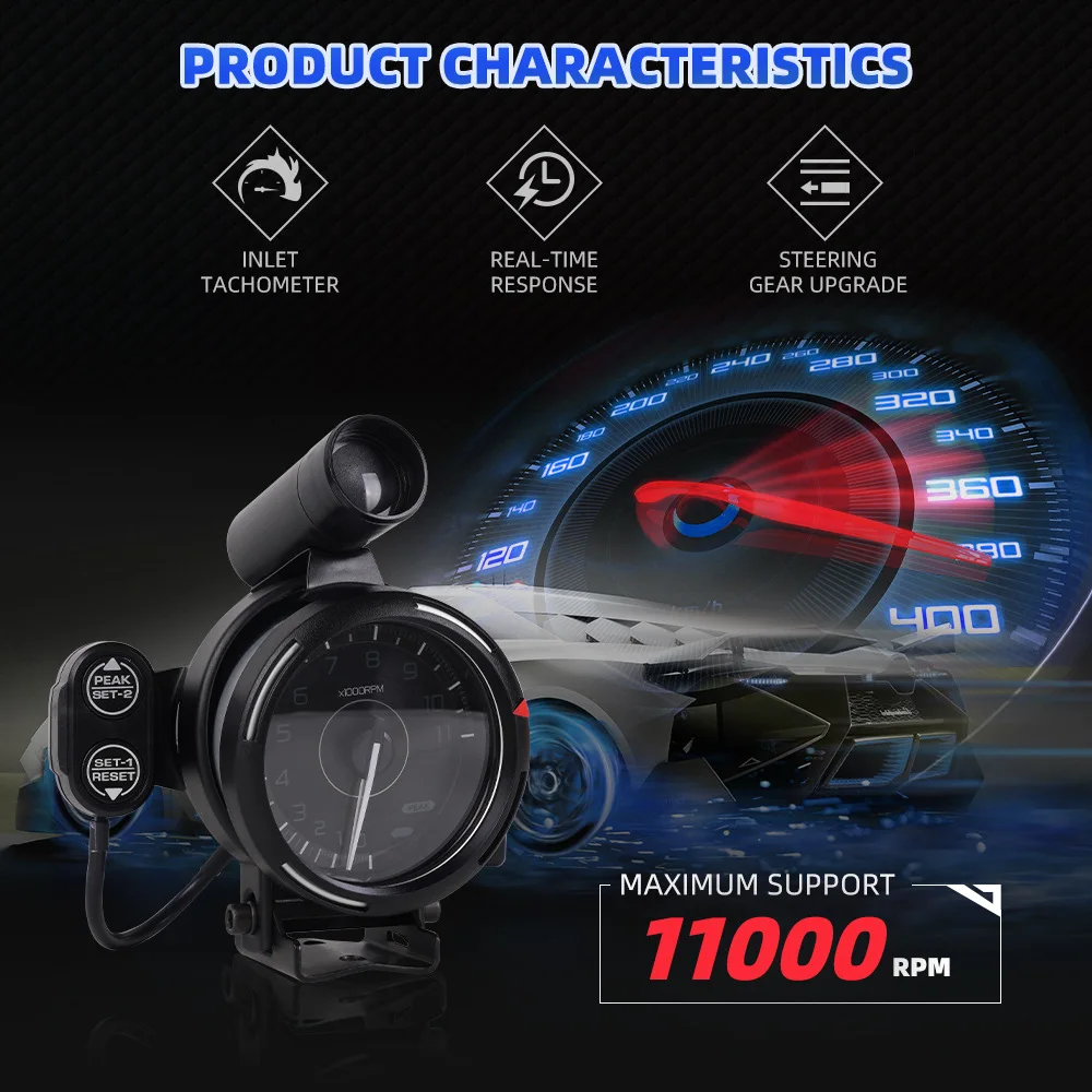 80mm Sim Racing Tachometer 7 Color Backlight 0-11000 RPM Gauge For PC Racing Game Simulator