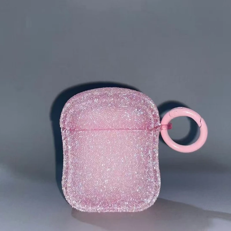 Shiny shockproof headphone case protective cover with keychain, suitable for girls