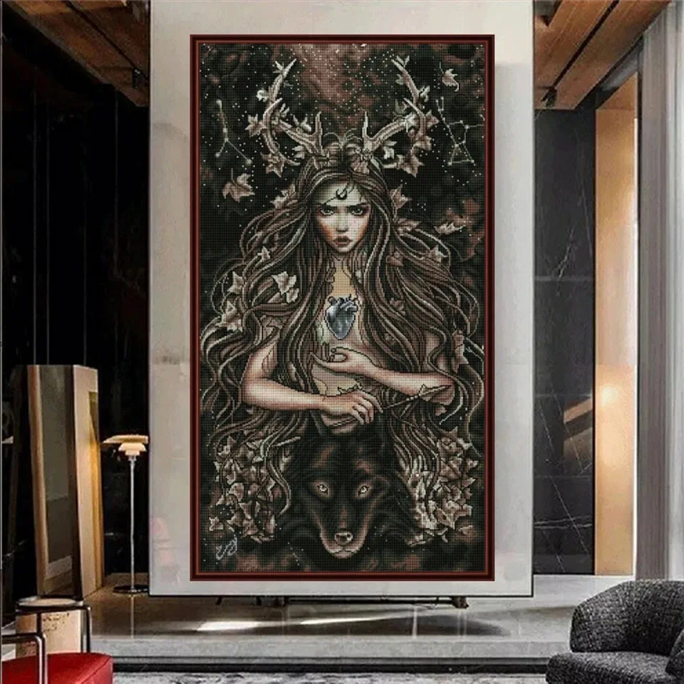 Gothic Woman, DIY Diamond Painting, Full Diamond Mosaic Kit, Witch Skull Lover Haft Cross Stitch Home Decor Halloween Gift